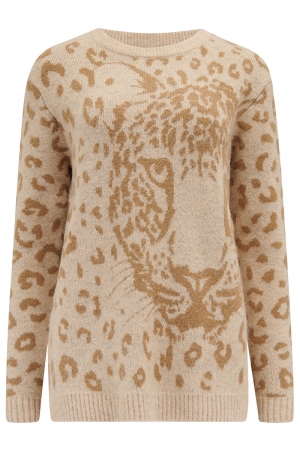 K0808-cream large leopard  beige/beige 