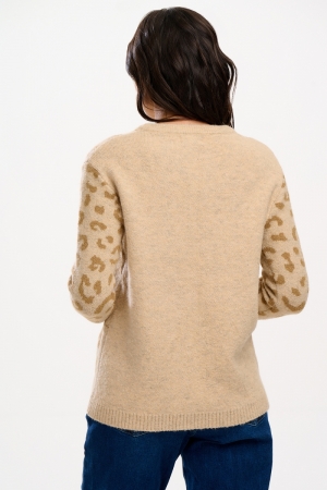 K0808-cream large leopard  beige/beige 