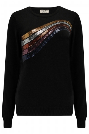 K0812-black sequin wave zwart/goud 