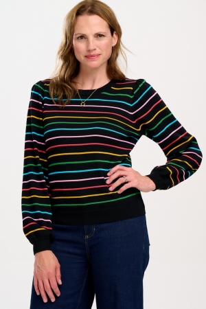 K0837-black rainbow stripes zwart/multi 