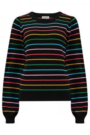 K0837-black rainbow stripes zwart/multi 