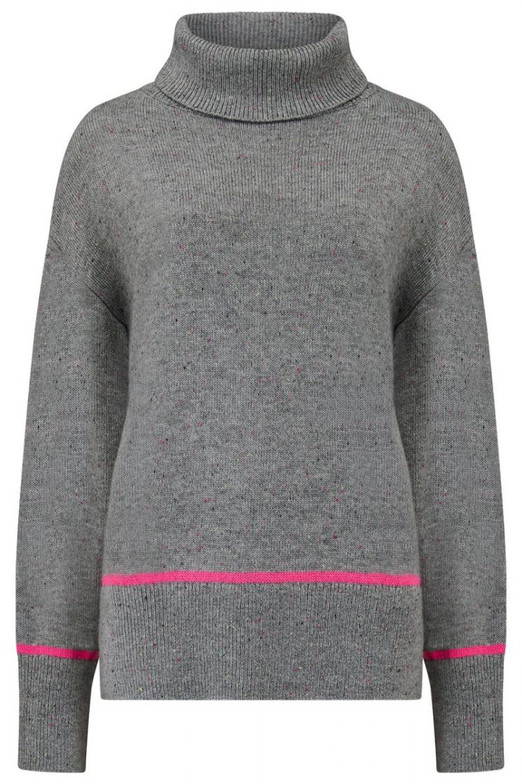K0894-LIGHT GREY FLECK grijs/fushia