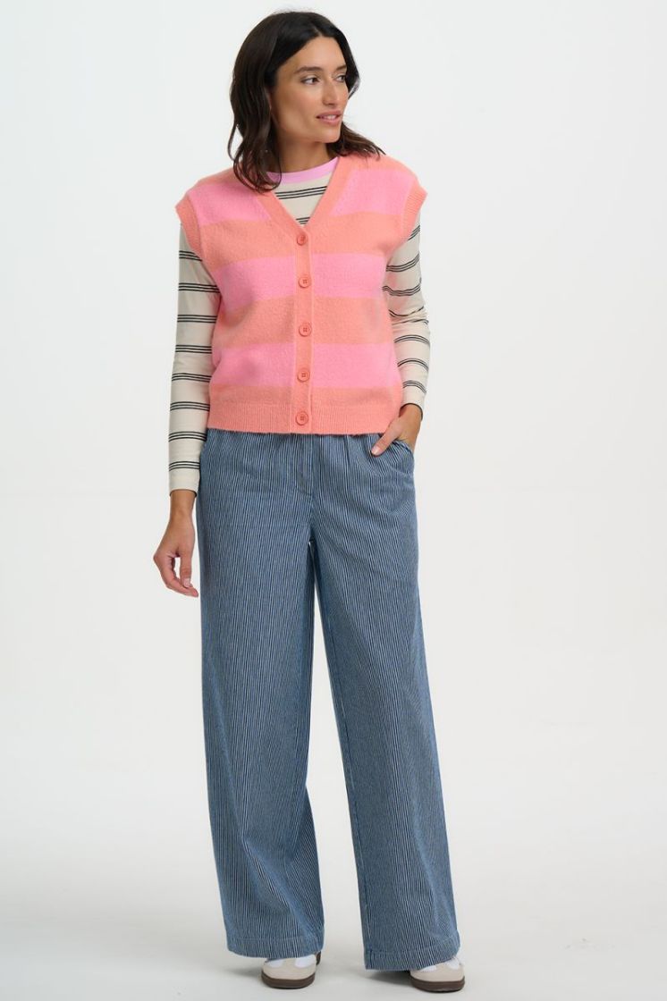K0945-PEACH/PINK PASTEL STRIPE rose/oranje