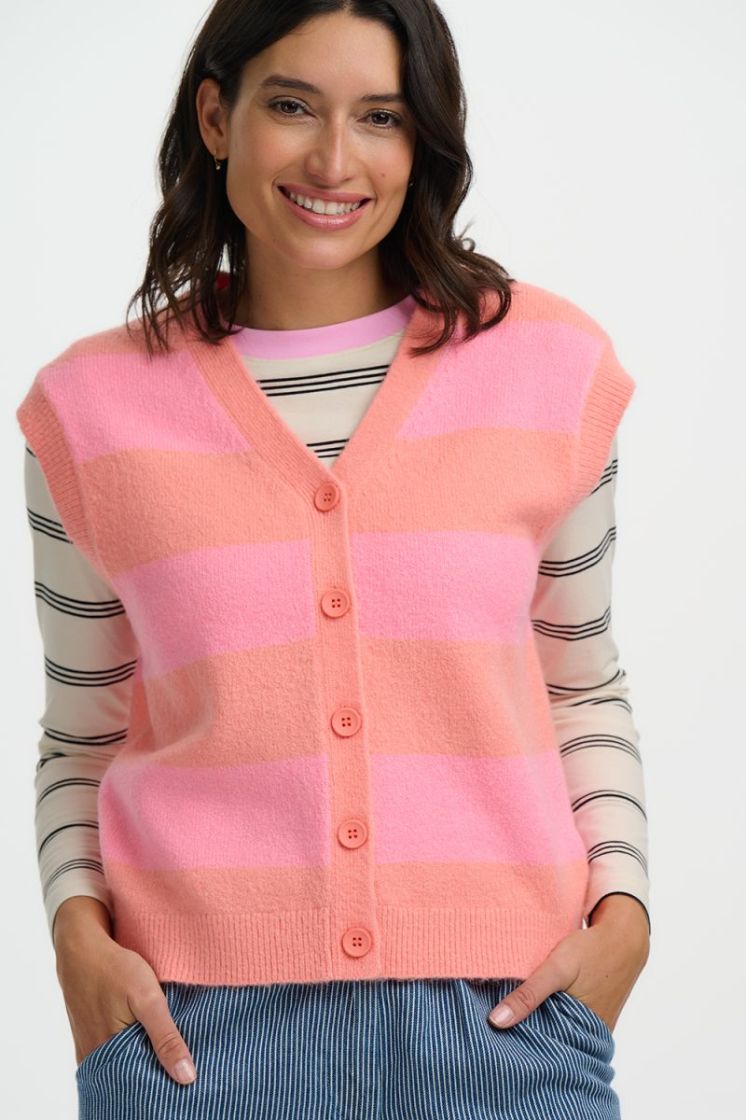 K0945-PEACH/PINK PASTEL STRIPE rose/oranje