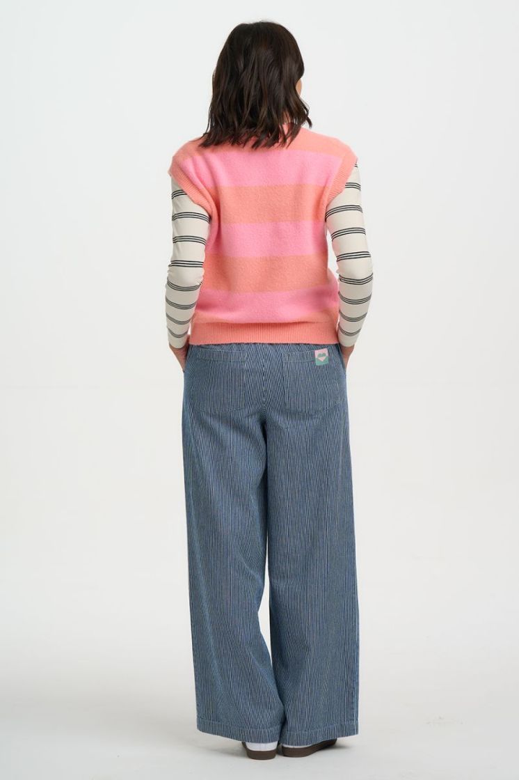 K0945-PEACH/PINK PASTEL STRIPE rose/oranje