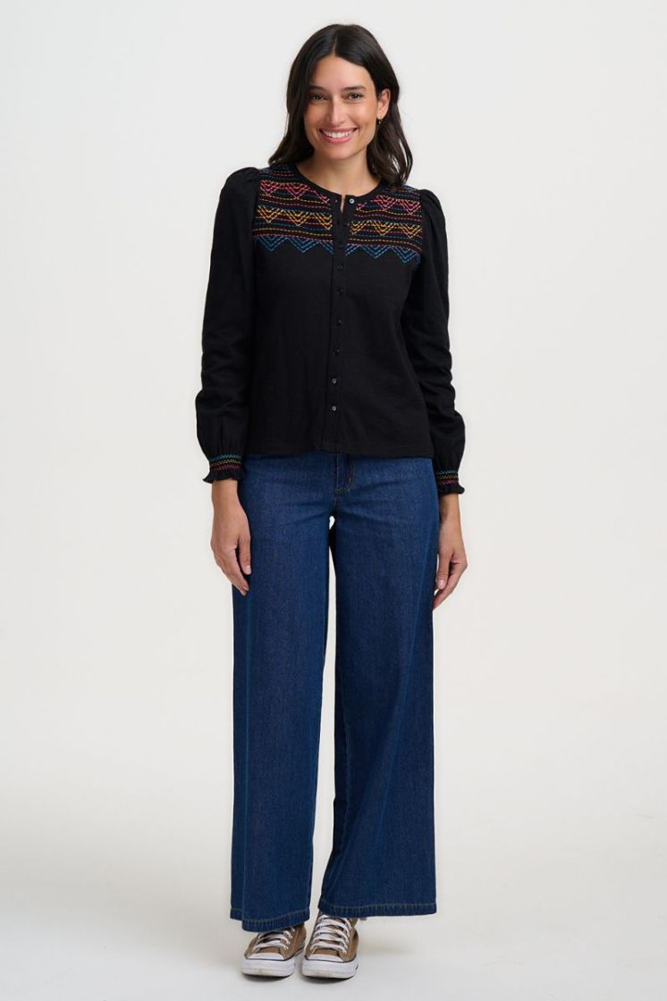 T1176-BLACK AZTEC CHEVRON ZWART/ROSE/BLAU